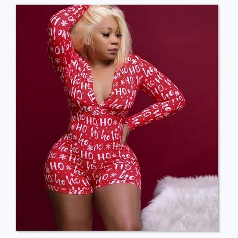 Women's letter printed tight jumpsuit